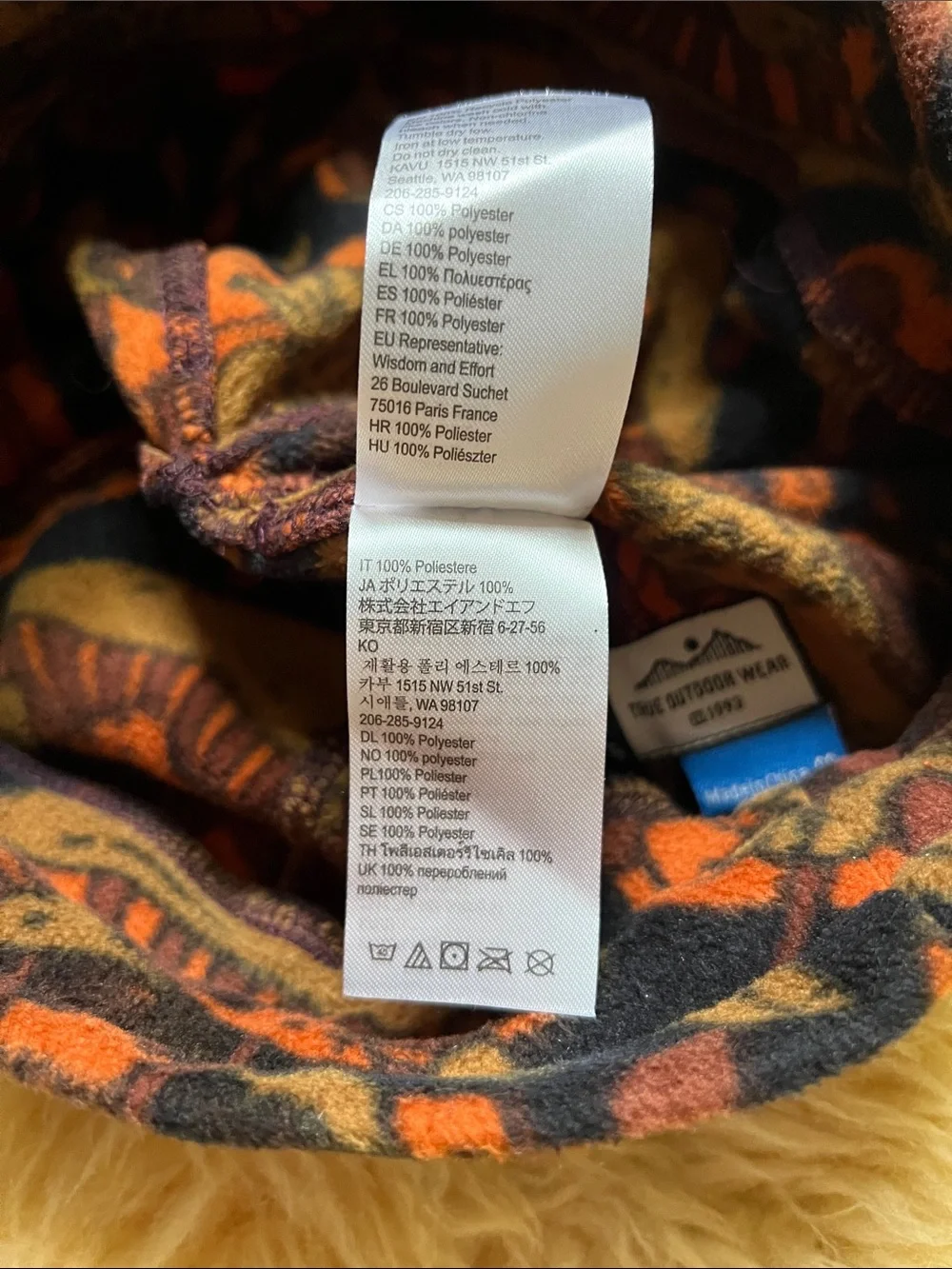 Kavu Mushroom Brown, Black & Orange Fleece Bucket Hat - Adult OS - Winter
